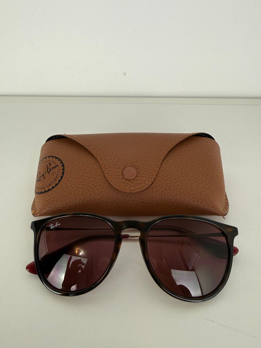 Ray-Ban Brown Womens Tortoise Case Wipe Oversized Gradient Lens Sunglasses